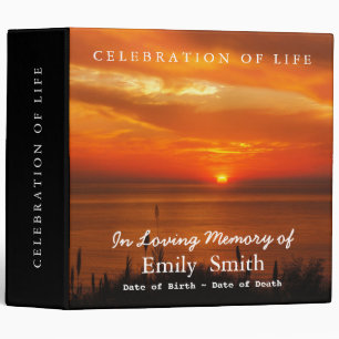 Personalized Sunset Sea Celebration of Life 3 Ring Binder
