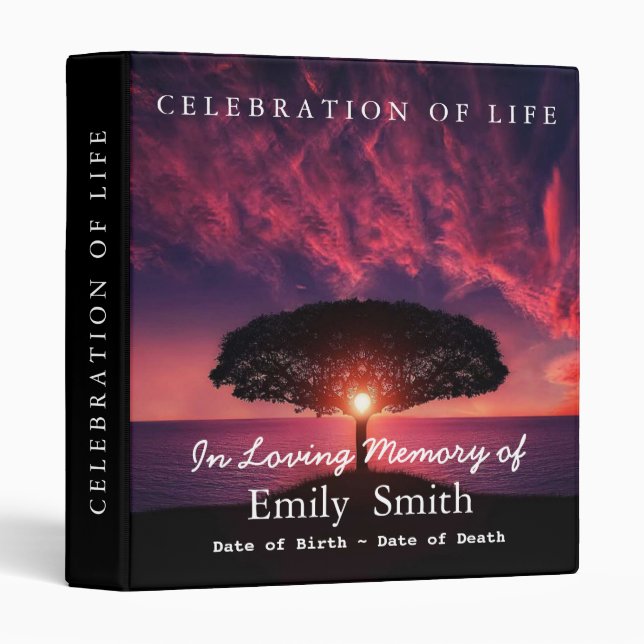 Personalized Sunset Sea Celebration of Life Binder (Front/Spine)