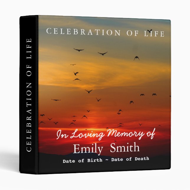 Personalized Sunset Sea Celebration of Life Binder (Front/Spine)