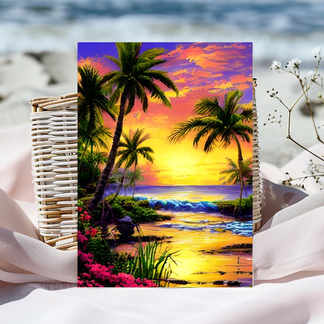 Personalized Sunset Tropical Birthday Card (Creator Uploaded)