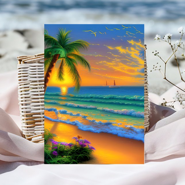 Personalized Sunset Tropical Birthday Card (Creator Uploaded)