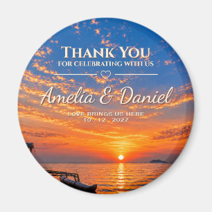Personalized Sunset Wedding Favor Magnet