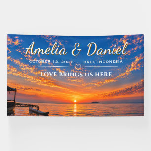 Personalized Sunset Wedding Indoor Vinyl Banner