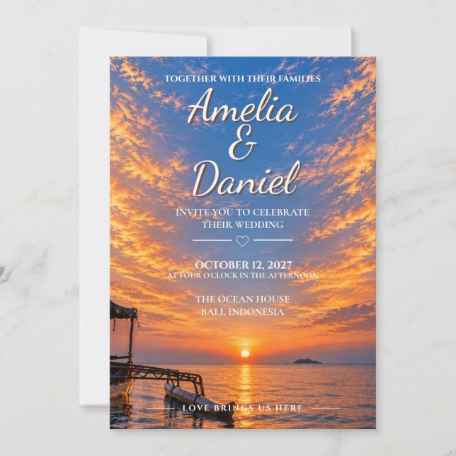 Personalized Sunset Wedding Invitation (Front)
