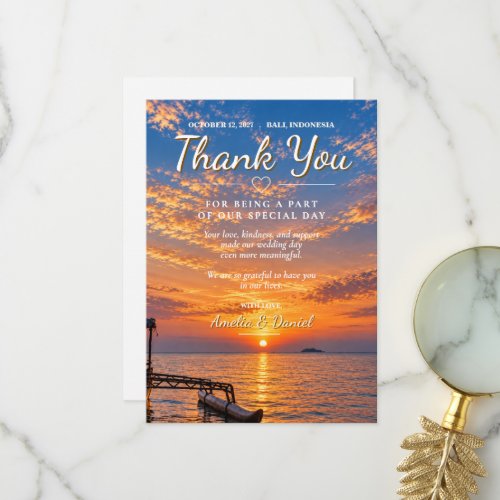 Personalized Sunset Wedding Thank You Card