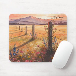 Personalized Sunset Wildflower Desk Mouse Pad
