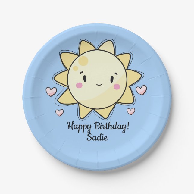 Personalized Sunshine Happy Birthday Paper Plate (Front)