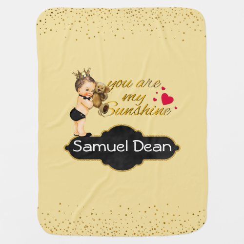 Personalized Sunshine Song  Prince Nursery Throw Swaddle Blanket