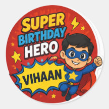 Personalized Super Birthday Hero Sticker
