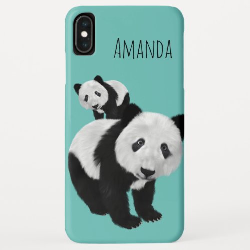 Personalized Super Cute Pandas _ Changeable Colo iPhone XS Max Case