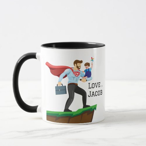 Personalized Super DADFather Carrying His Son Mug