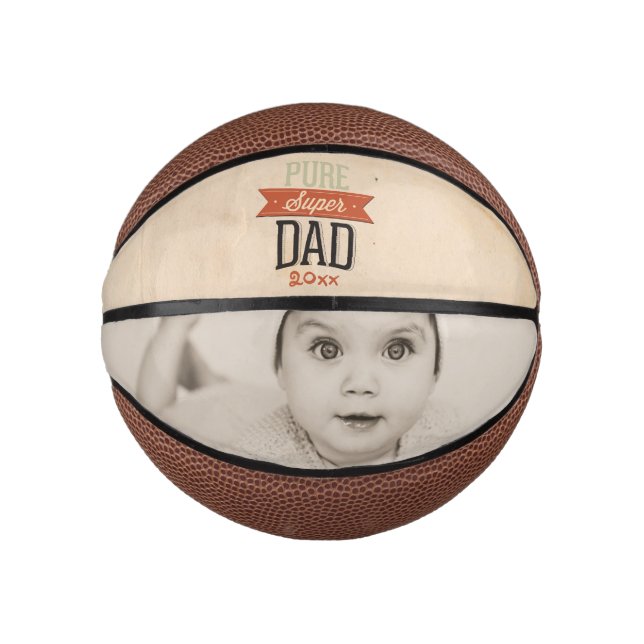 Personalized Super Dad Fathers Day Photo Gift Mini Basketball (Front)