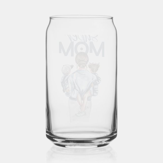 Personalized Super Mom with Son and Daughter Gift Can Glass (Front)