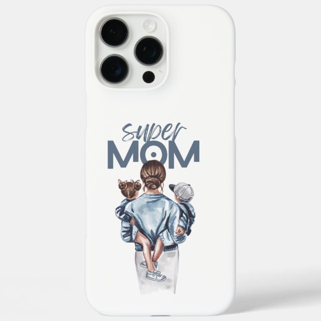 Personalized Super Mom with Son and Daughter Gift Case-Mate iPhone Case (Back)