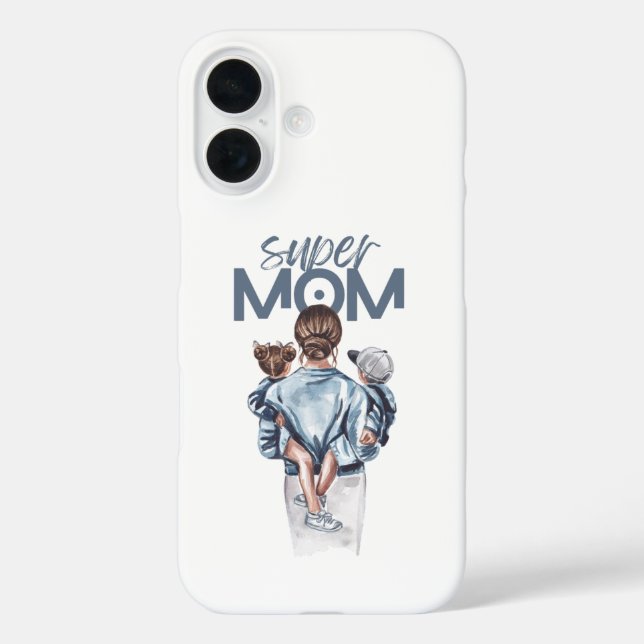 Personalized Super Mom with Son and Daughter Gift Case-Mate iPhone Case (Back)