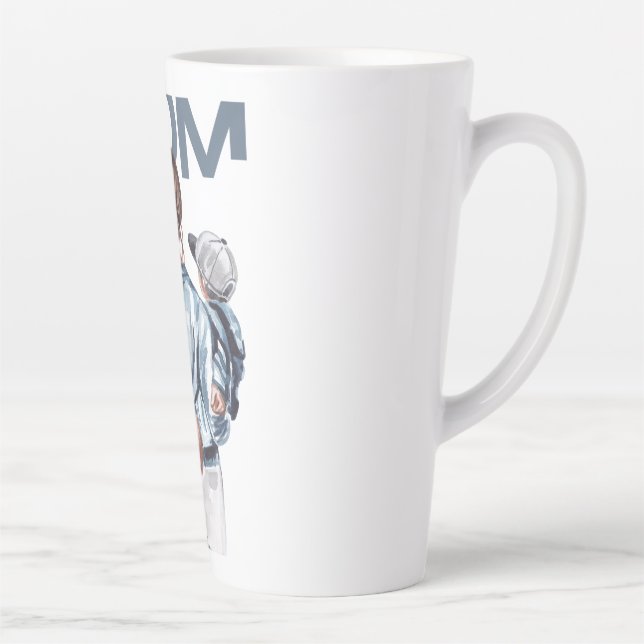 Personalized Super Mom with Son and Daughter Gift Latte Mug (Right)