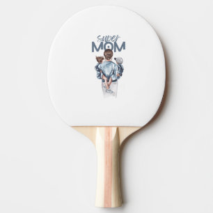 Personalized Super Mom with Son and Daughter Gift Ping Pong Paddle