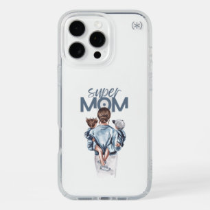 Personalized Super Mom with Son and Daughter Gift iPhone 16 Pro Max Case