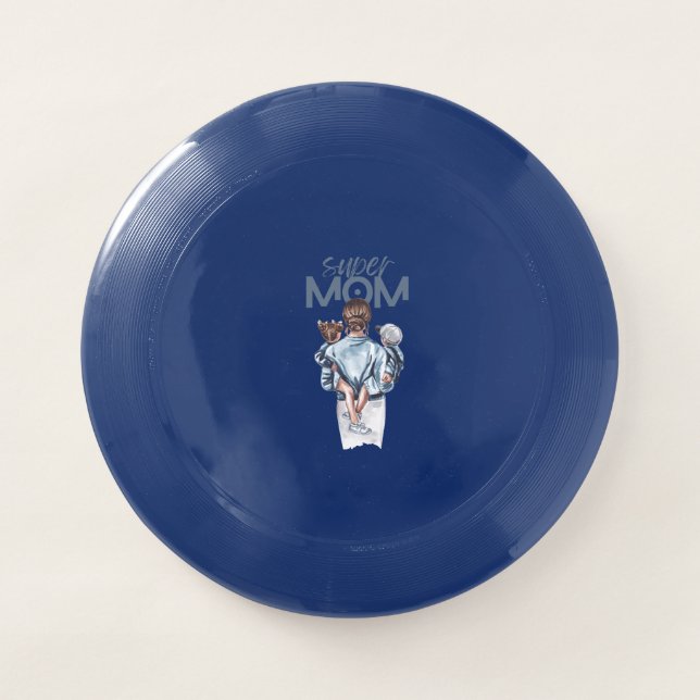 Personalized Super Mom with Son and Daughter Gift Wham-O Frisbee (Front)