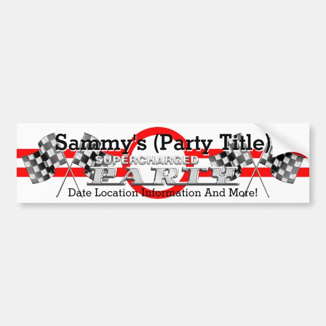Personalized Supercharged Performance Party Bumper Sticker (Front)