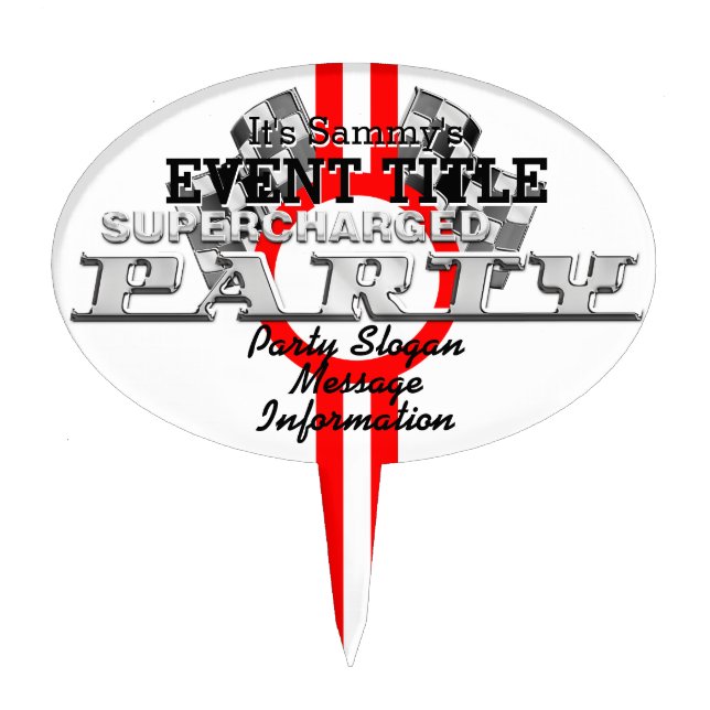 Personalized Supercharged Performance Party Cake Topper (Front)