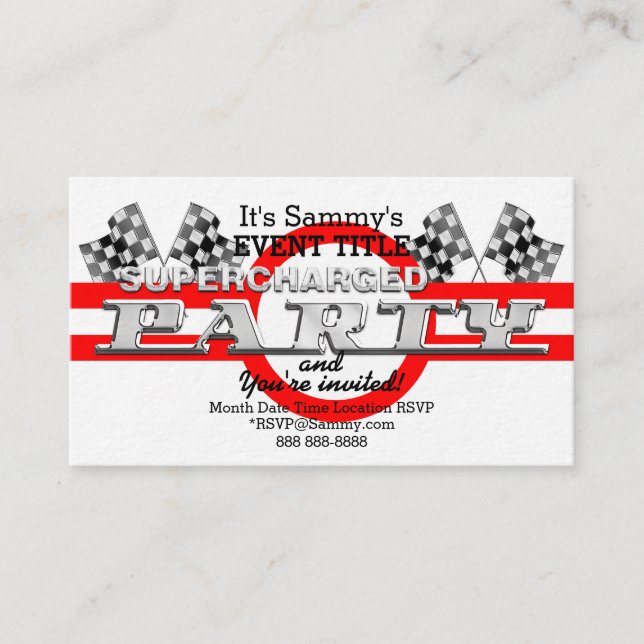 Personalized Supercharged Performance Party Enclosure Card (Front)
