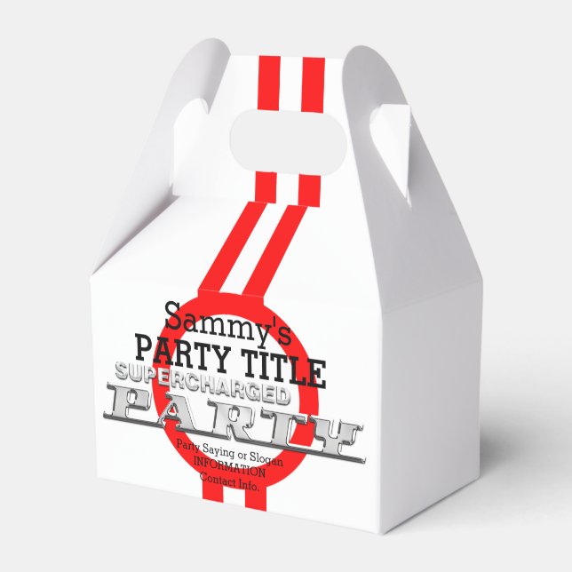 Personalized Supercharged Performance Party Favor Boxes (Front Side)