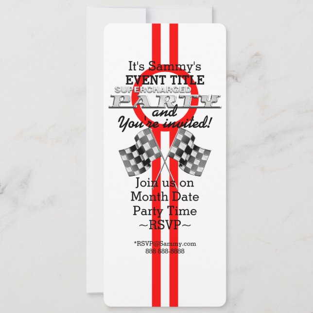 Personalized Supercharged Performance Party Invitation (Front)