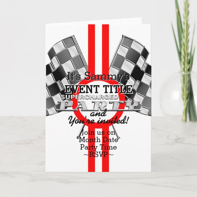 Personalized Supercharged Performance Party Invitation (Front)