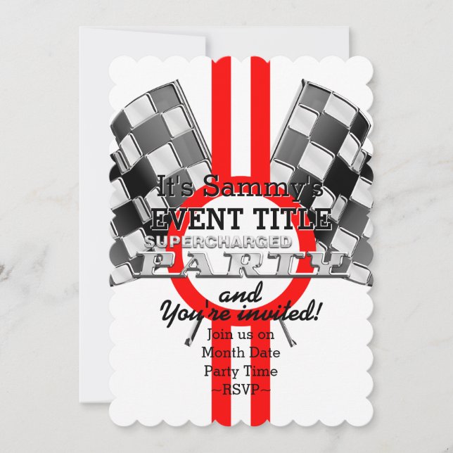 Personalized Supercharged Performance Party Invitation (Front)