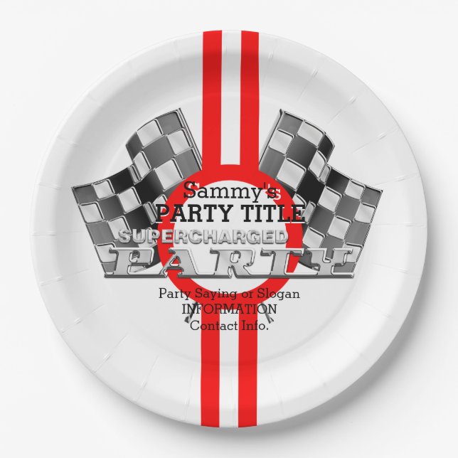 Personalized Supercharged Performance Party Paper Plates (Front)