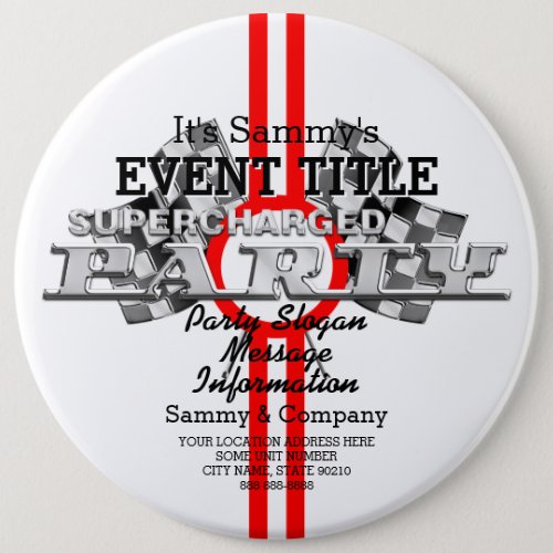 Personalized Supercharged Performance Party Pinback Button