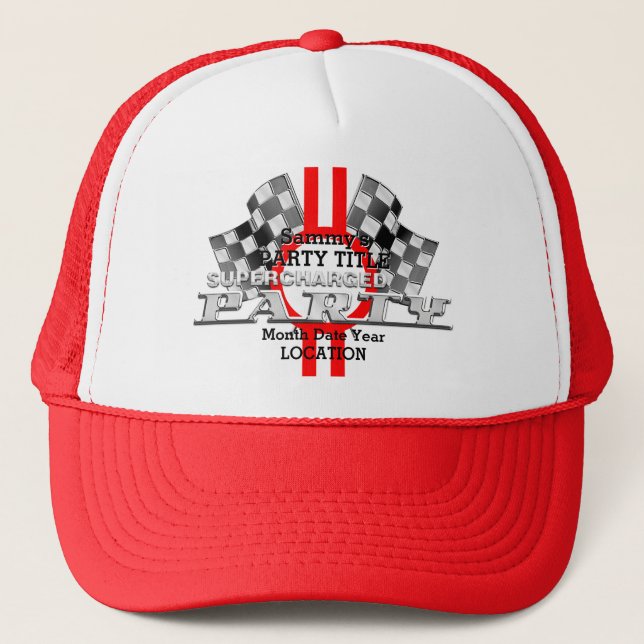 Personalized Supercharged Performance Party Trucker Hat (Front)