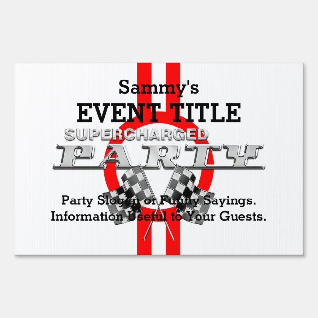 Personalized Supercharged Performance Party Yard Sign (Back)