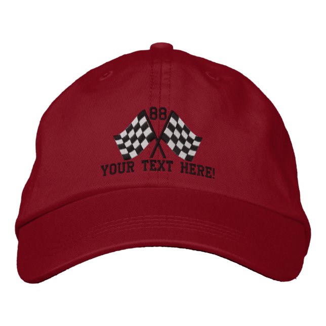 Personalized Supercharged Racing Flags Embroidery Embroidered Baseball Cap (Front)