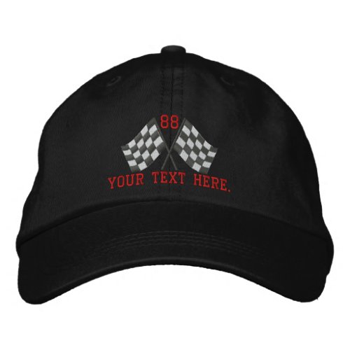 Personalized Supercharged Racing Flags Embroidery Embroidered Baseball Cap