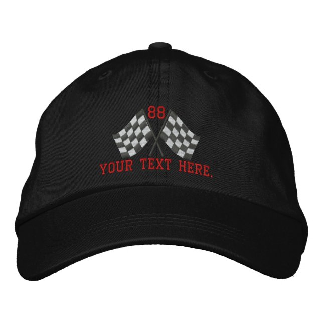 Personalized Supercharged Racing Flags Embroidery Embroidered Baseball Cap (Front)