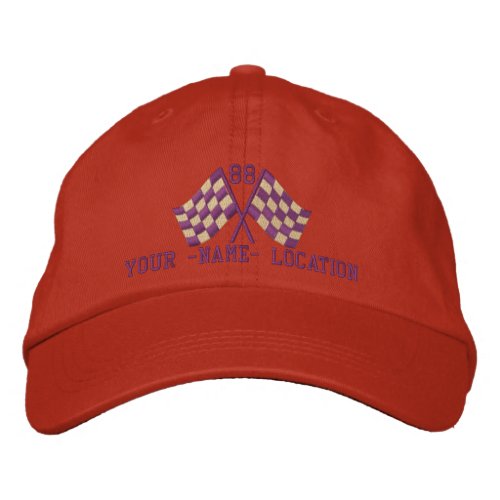 Personalized Supercharged Racing Flags Embroidery Embroidered Baseball Hat