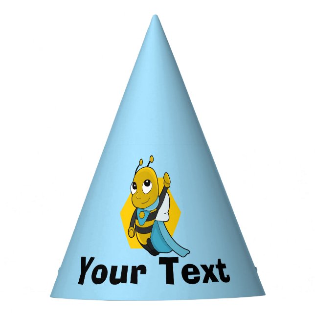 Personalized Superhero bee cartoon Party Hat (Front)