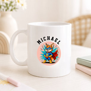 Personalized Superhero Fox Name & Initial Coffee Mug