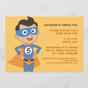 Personalized Superhero Kids Birthday Party Invites