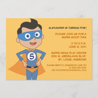 Personalized Superhero Kids Birthday Party Invites