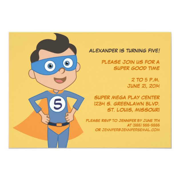 Personalized Superhero Kids Birthday Party Invites