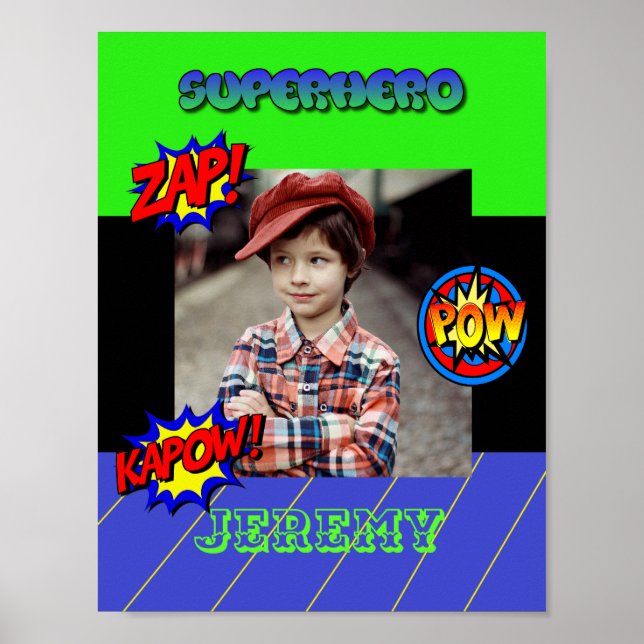 Personalized Superhero Poster for Little Boy (Front)