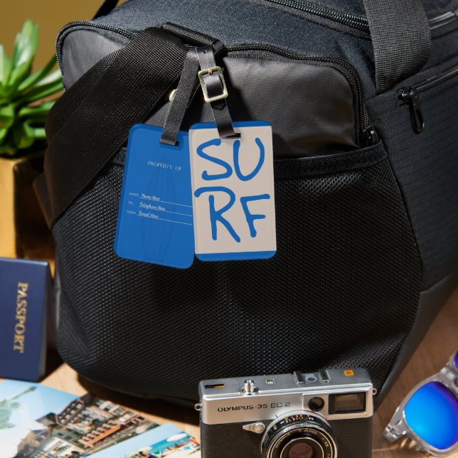  Personalized Surf Luggage Tag (Front & Back)
