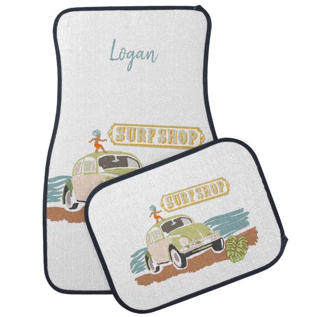 Personalized Surf Shop Tropical Set of Car Mats (Set)