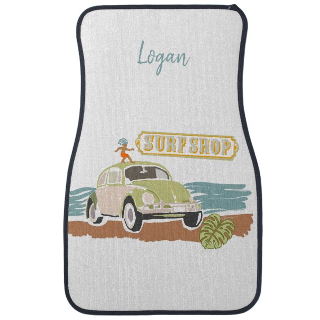 Personalized Surf Shop Tropical Set of Car Mats (Front)