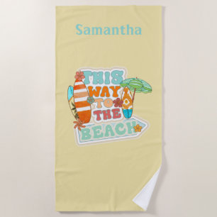 Personalized Surfboard Umbrella Summer Beach Towel