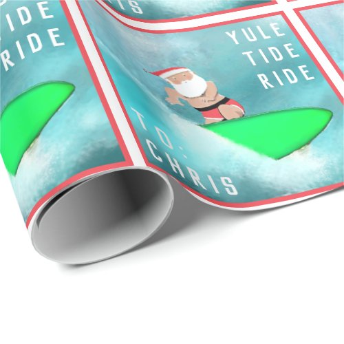 Personalized Surfer Christmas Gift Wrapping Paper