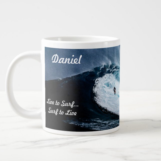 Personalized Surfer Coffee Cup Surfing Themed (Left)